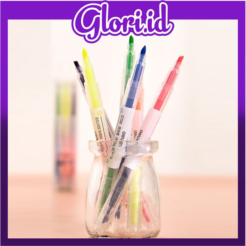 

GLORI.ID Highlighter Ujung 2 Warna Warni Pulpen Dua Sisi Double Side Highlighter S010
