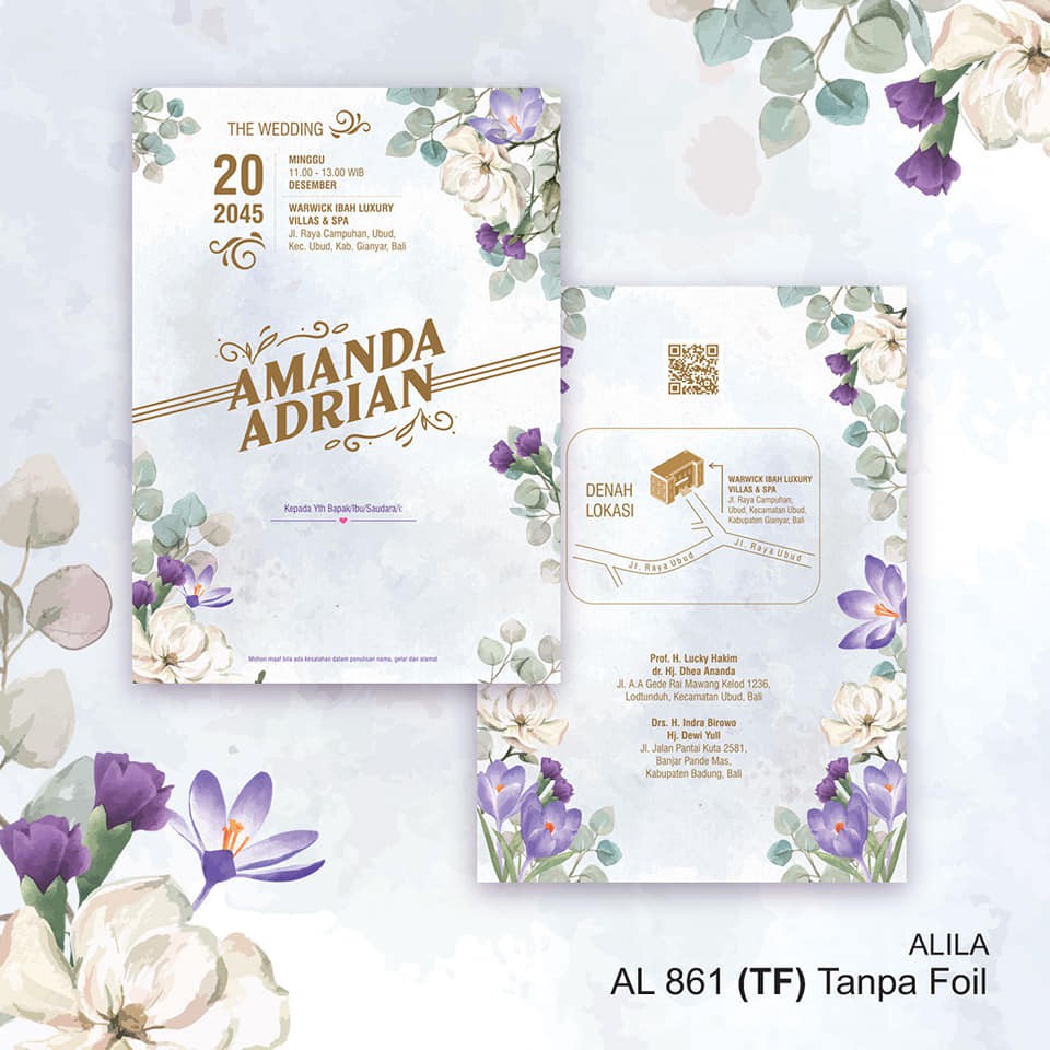 Cetak Undangan Blangko + Plastik dan Label : Alila 861 TF (tanpa foil)