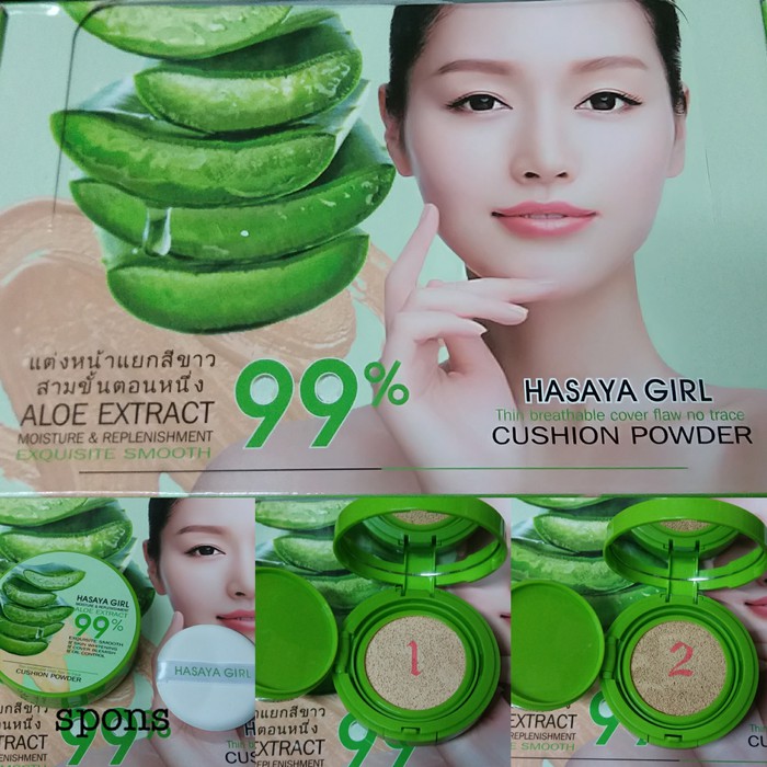 Bedak Cushion Aloe Vera 99% ori Hasaya Girl thailand original powder equisite smooth