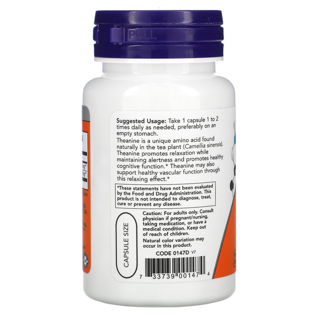 Now Foods L Theanine 200 mg 60 Veg Caps Now Food Theanine Ori USA