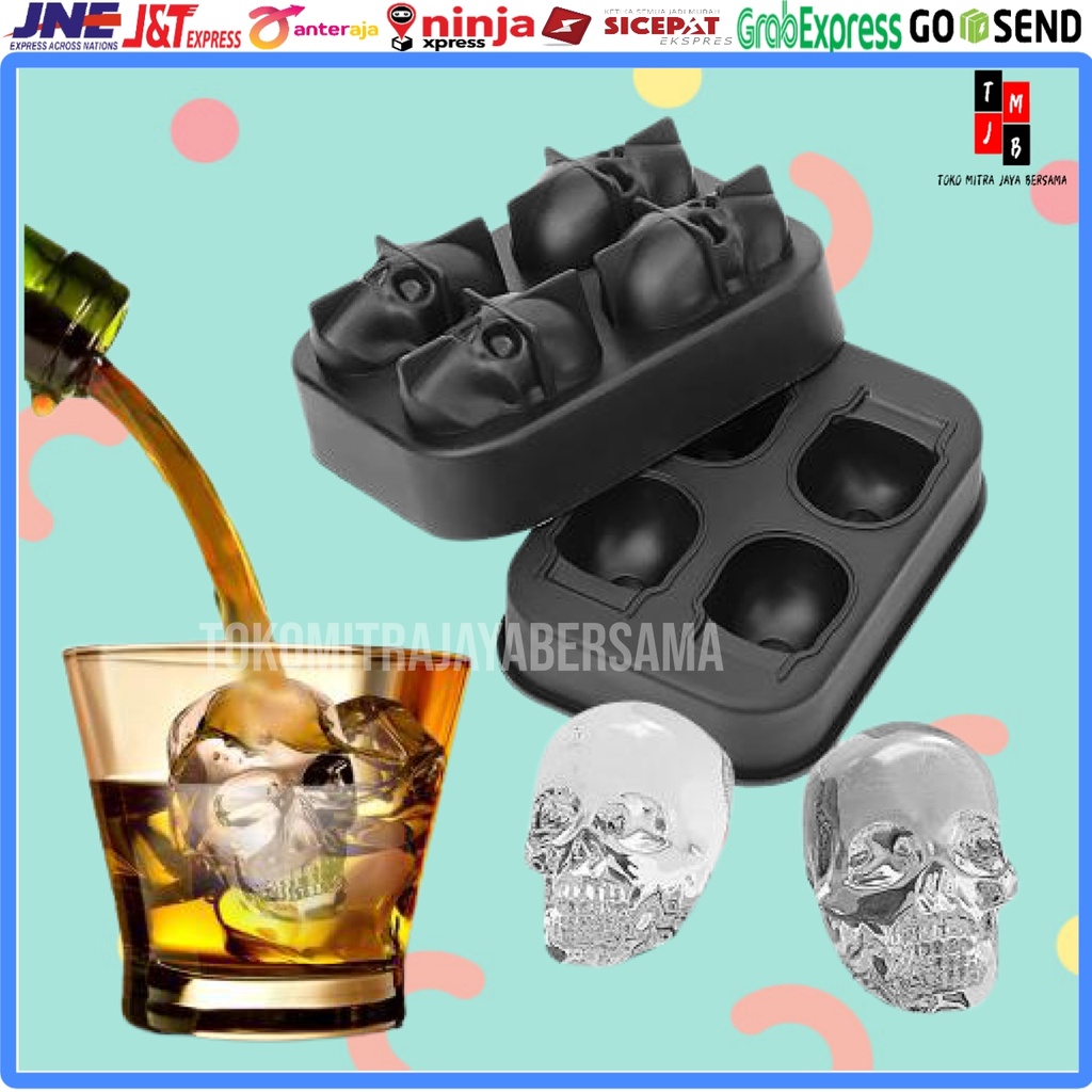 CETAKAN ES BATU SILICONE MODEL SKULL TENGKORAK ICE CUBE MOLD SILIKON COKLAT JELLY PERMEN