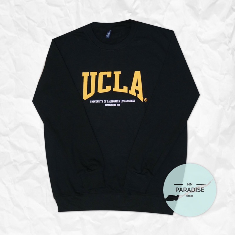 Sweater Crewneck H&* Ucla Printed Black Original FreePaperBag
