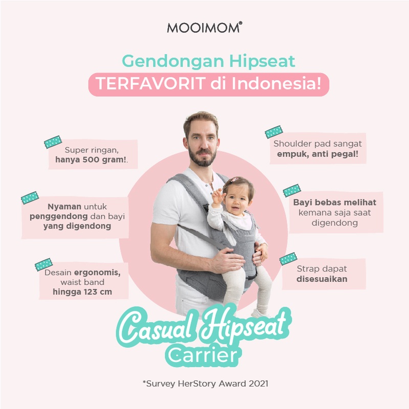 MOOIMOM Casual Hipseat Carrier Gendongan Bayi Depan