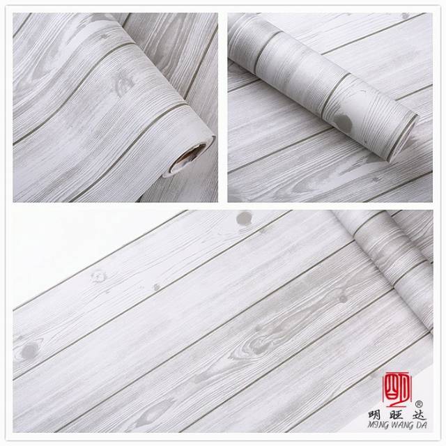 Walpaper stiker motif kayu abu abu