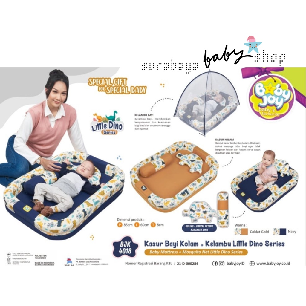 KASUR BAYI KOLAM + KELAMBU LITTLE DINO SERIES BABY JOY BJK4018