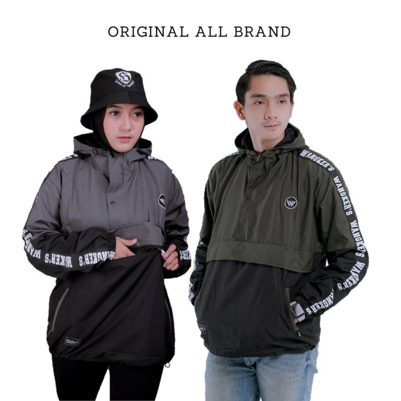 [WANGKER'S Original] JAKET PRIA UNISEX CAGOULE LINE HOODIE 2D KOMBINASI