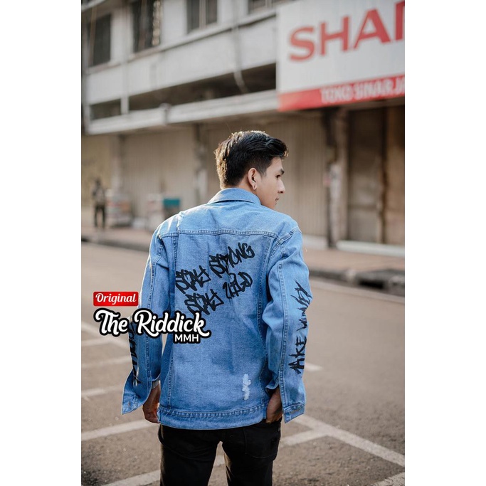 TURUN HARGA ! Jaket Jeans Pria Original Rocafela Grafity Jaket Jeans Pria Jaket Jeans Denim Pria Rocafela Terbaru