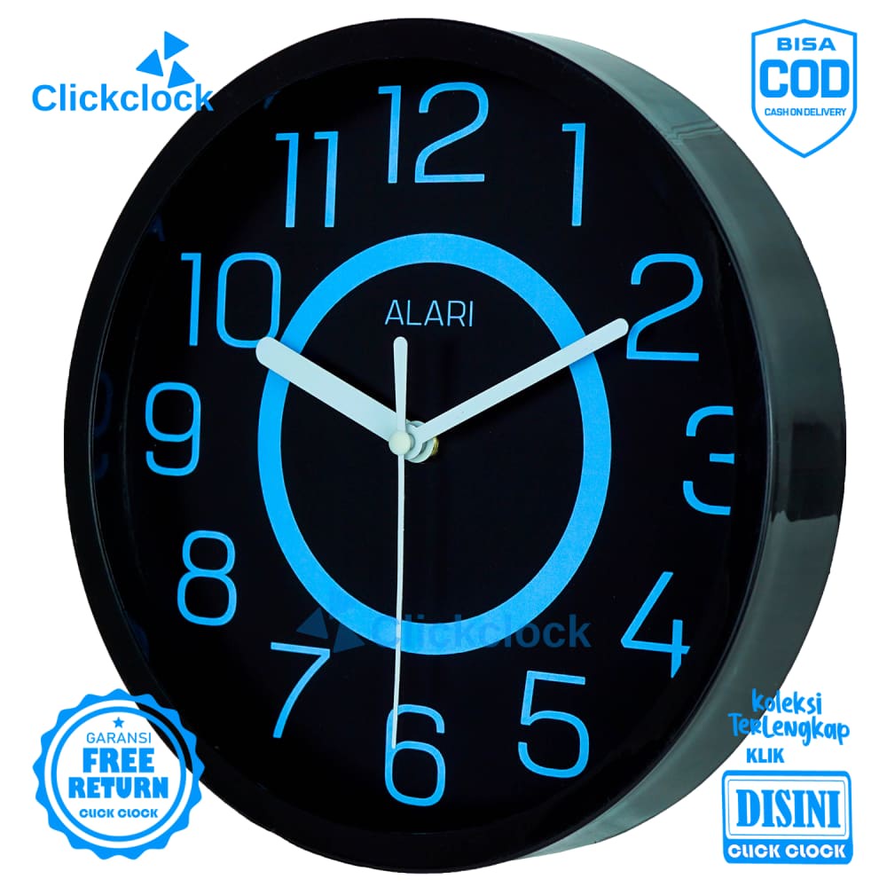 Jam Dinding Analog Minimalis Blue Alari AL1181 Besar Dekorasi Dinding Murah