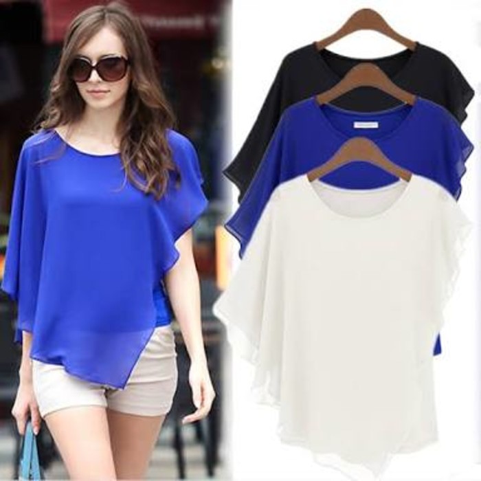 Fashion Blouse Korea Sifon Kombinasi Jersey Model Sayap/Wings Okechuku