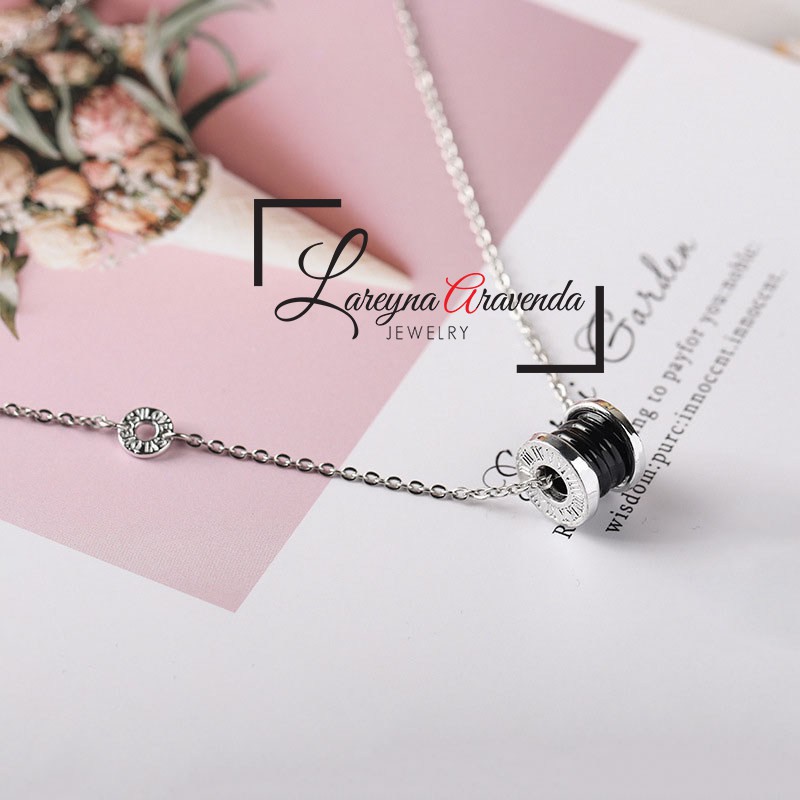 Kalung &amp; Liontin Wanita Titanium Model Roman Numerals Wheels KT007