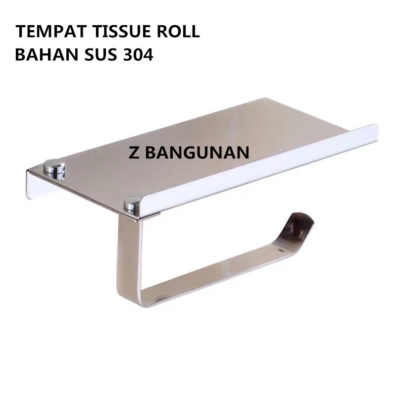 TEMPAT TISSUE TOILET STAINLESS TEBAL TISU GULUNG KAMAR MANDI TEMPAT TISU KAMAR MANDI STENLIS