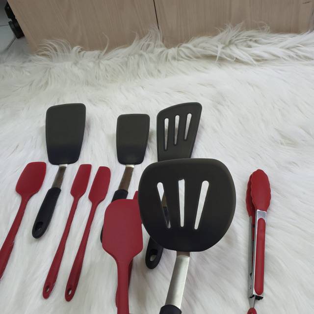 Set spatula 10 tunner sutil tanpa sambungan tahan panas food grade tebal dan lentur solet sodet