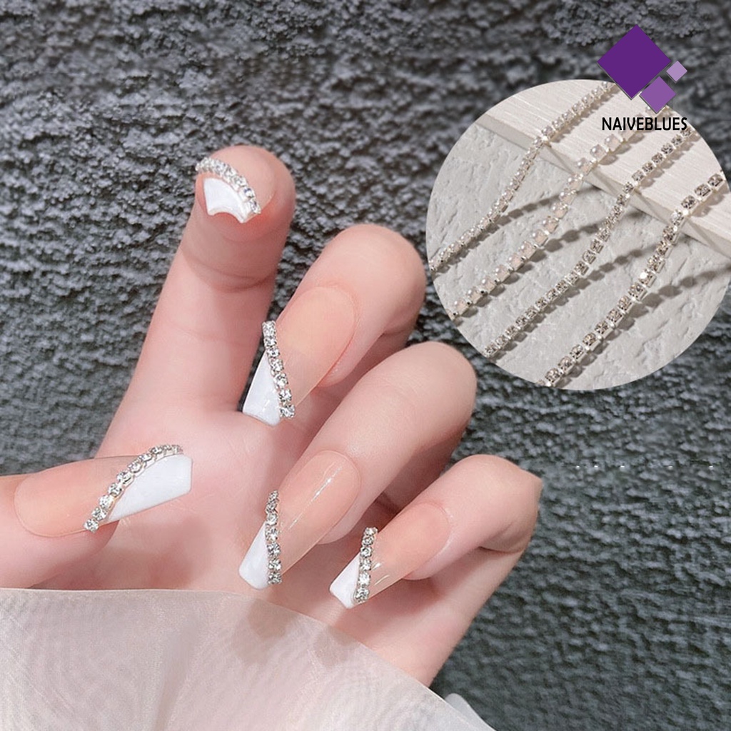 Naiveblue &gt; Rantai Berlian Imitasi Bahan Metal Untuk Dekorasi Nail Art DIY