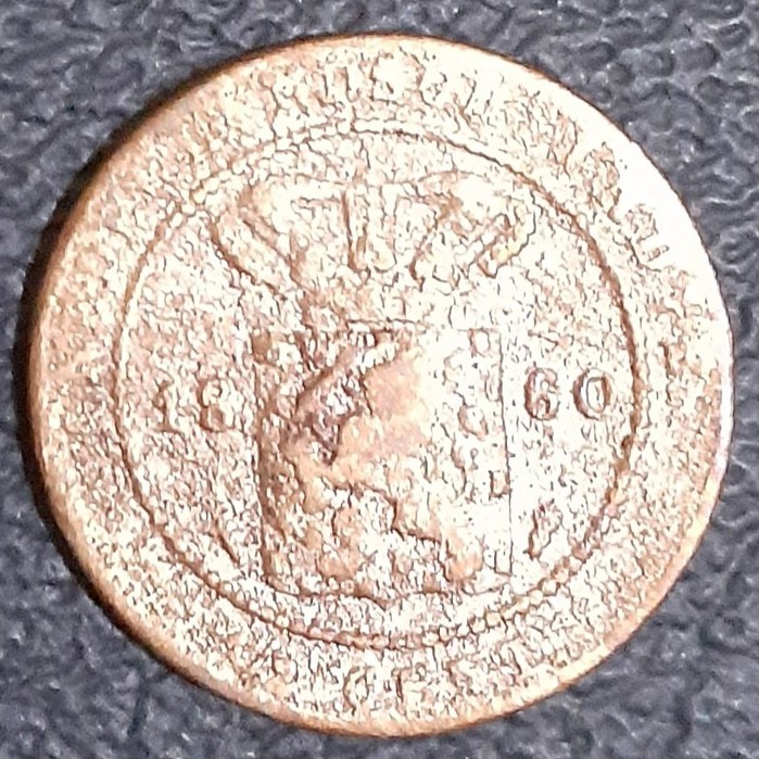 Uang kuno koin 1/2 Cent Nederlandsch Indie tahun 1860