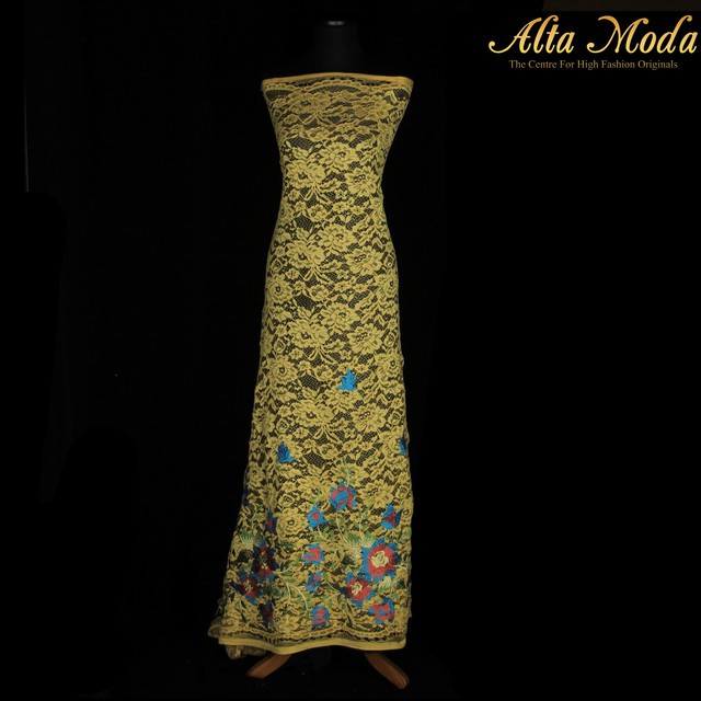 

Alta Moda Brokat Bordir Kuning Bordir Bunga Merah Biru (1M)