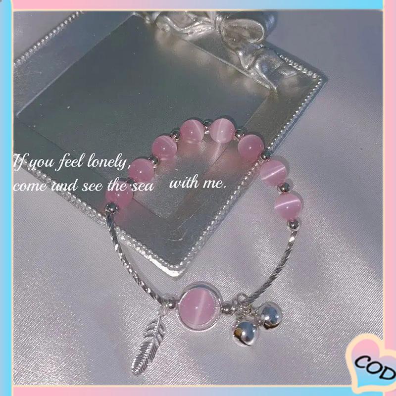 COD❤️ Opal Pasangan Pacar Wanita Gelang Wanita Sederhana Gelang Lonceng-A.one