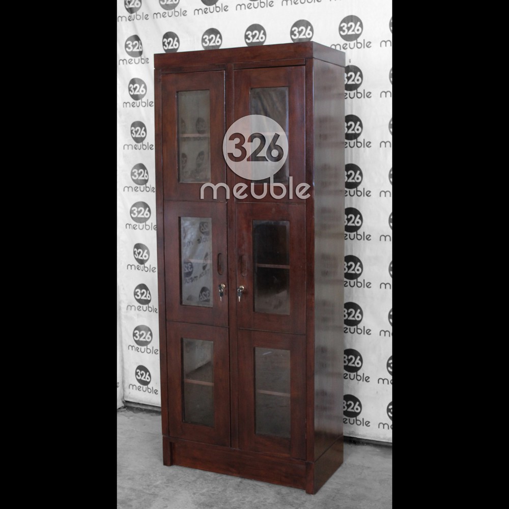 Almari Buku Minimalis 2 Pintu Jati - Lemari Buku 2 Pintu Jati