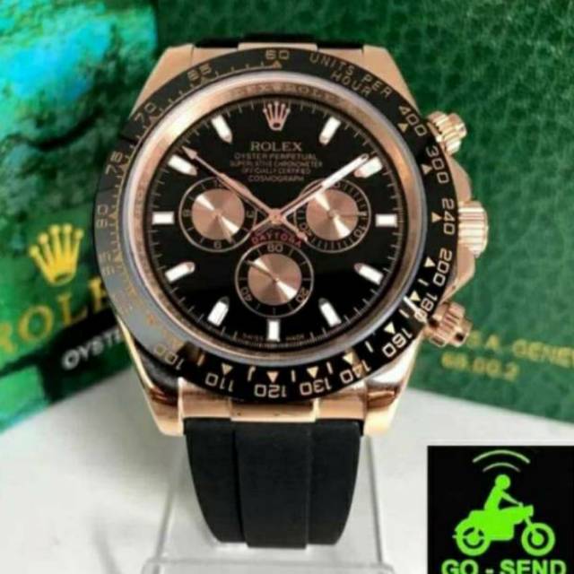 Jam Tangan Pria Merek Rolex Daytona Rubber Ceramic Automatic Clone
