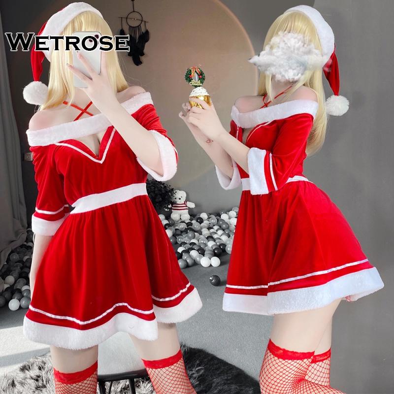 【Wetrose】Ready Stock New Sexy Lovely Cute Girl Christmas Santa Claus Cosplay Costume Uniform Clothes Natal Kostume Baju Lucu Dress
