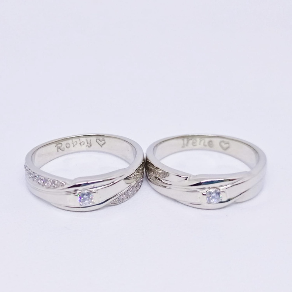 Cincin Tunangan Couple Perak Asli Ukir Nama A191