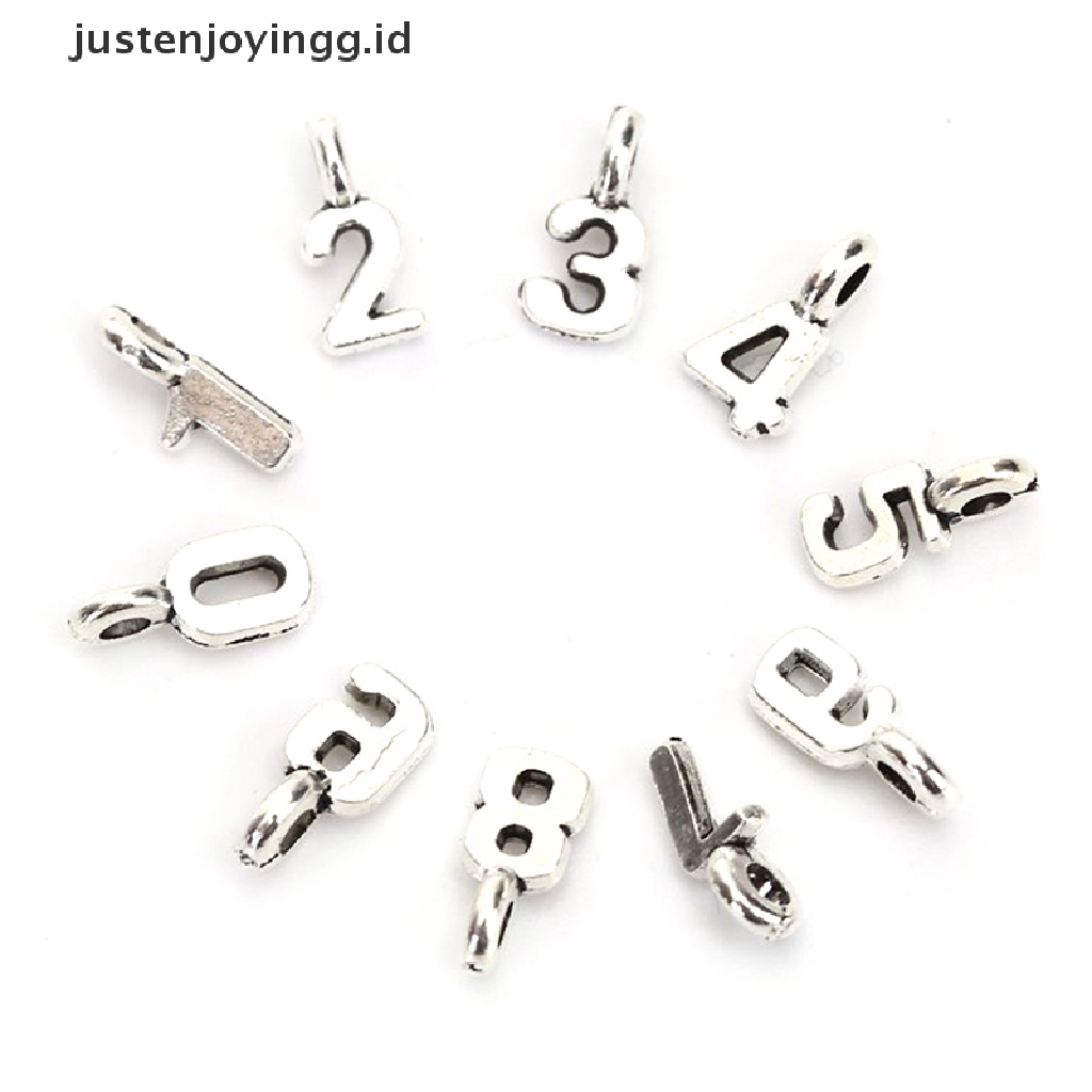 10pcs / Set Liontin Bentuk Angka Arab Bahan Alloy Untuk Membuat Perhiasan