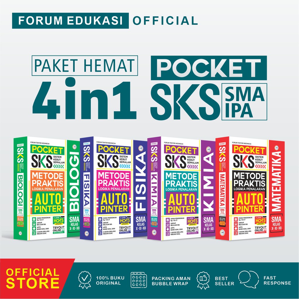 Paket Hemat Pocket Sks SMA IPA Matematika Biologi Kimia Fisika-0