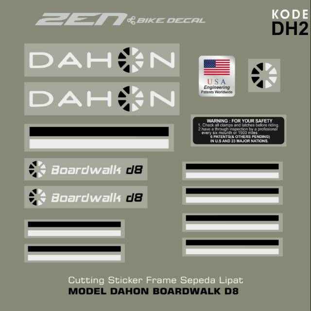 Cutting stiker frame sepeda lipat model dahon boardwalk D8