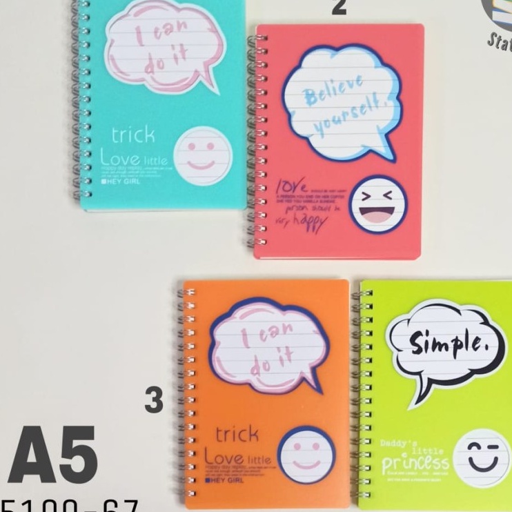 

SJS Notebook Spiral A5-80Lbr/Buku Spiral/Catatan/Diary/Ring Book/Notes