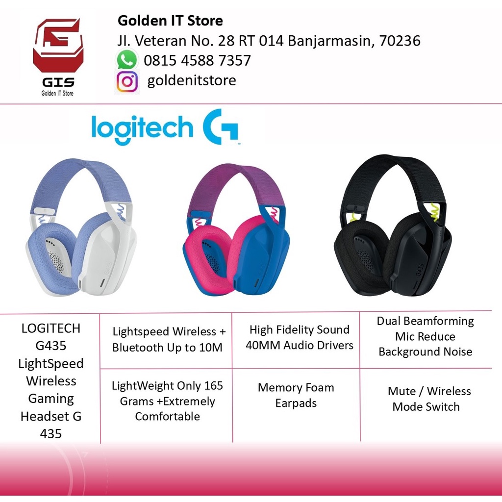 LOGITECH G435 LightSpeed Wireless Gaming Headset G 435