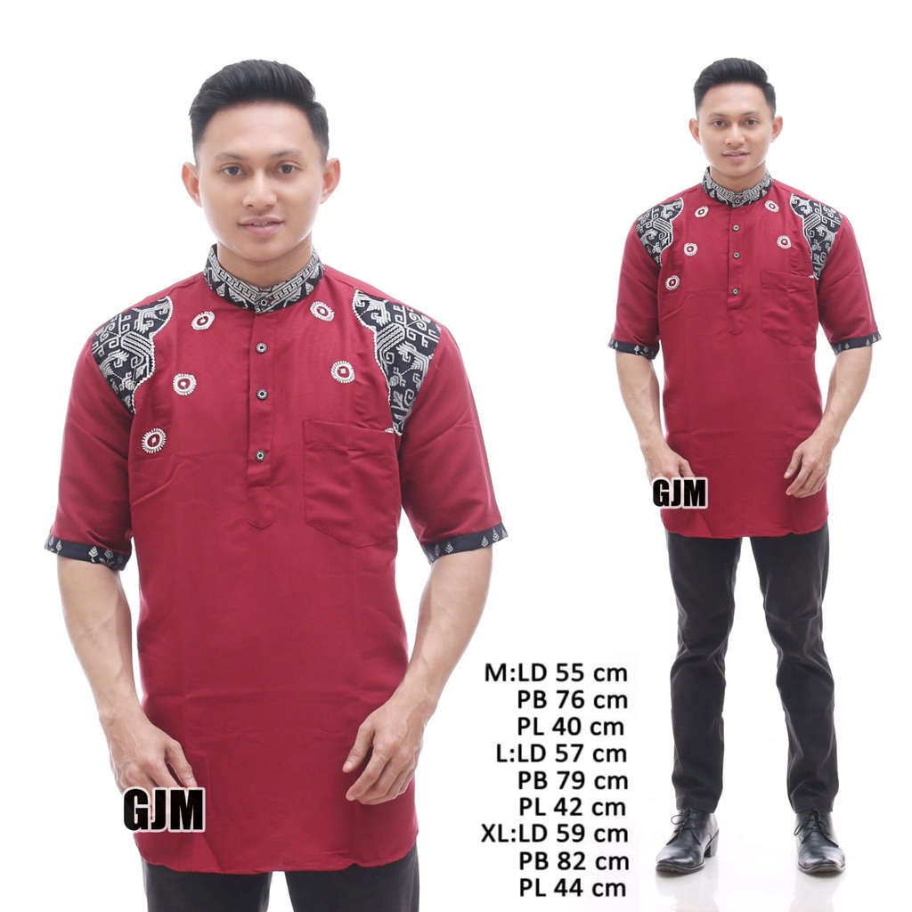 Kemeja Koko Batik Terbaru Baju Koko Kurta Dewasa Lengan Pendek Bordir Batik Kemeja Lengan Pendek Pria