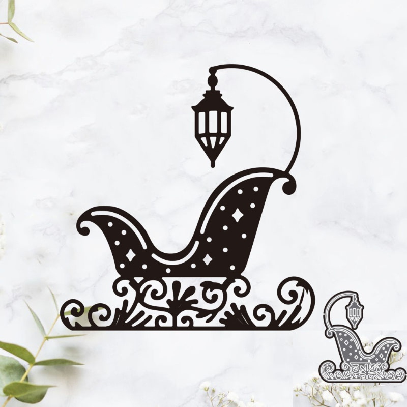 Cetakan Stensil Cutting Dies Motif Kereta Luncur Natal Bahan Metal Untuk Scrapbook / Craft DIY
