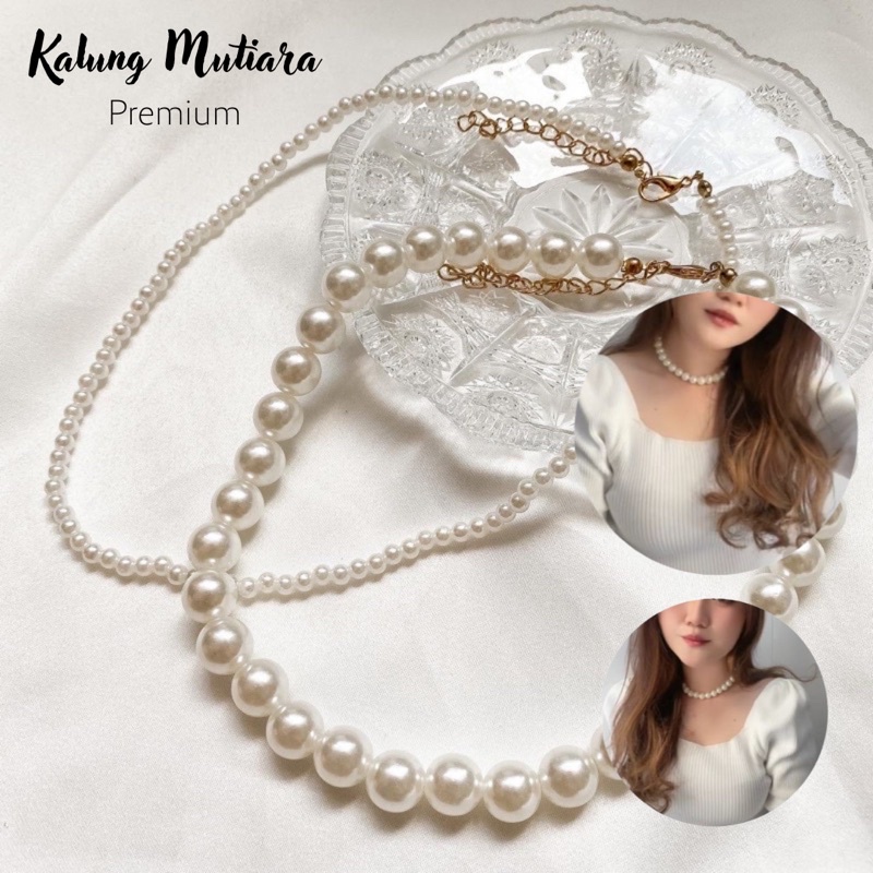 [ Kalung mutiara premium ] Pearl Necklance / kalung Korea