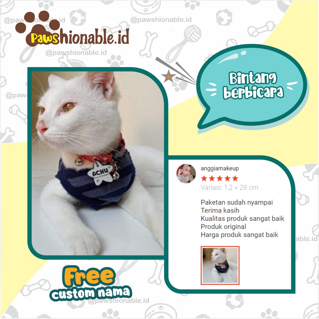 K24 - Kalung Custom Nama Kucing Anjing Aksessoris Hewan PU Leather/Kulit Sintetis Star