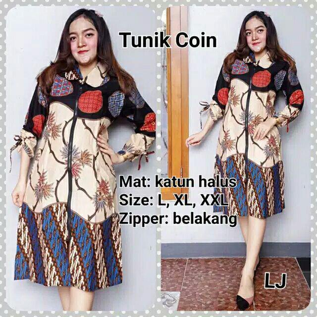 Tunic Santika Pias Cibulan #4 / Tunik Batik Cantik Warna Pastel / Seragam Batik Kerja Kantor