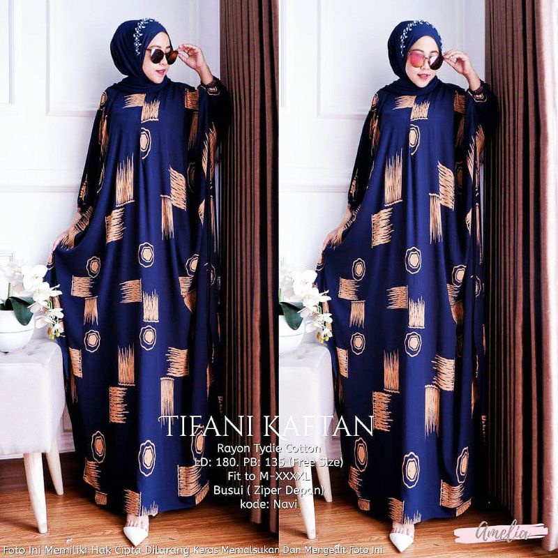 Kaftan Tifani - Kaftan Wanita Jumbo Katun Rayon Batik Premium Busui Daster Gamis Batik Bigsize  Fashion Muslim Kekinian LD 180 cm