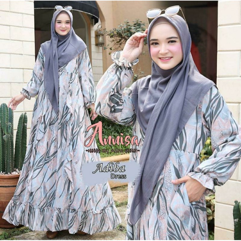 ADIBA DRESS GAMIS CERUTY BABYDOLL BY ANNISA SYARI (gamis adiba)