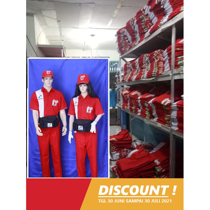 SERAGAM SPBU 1 SET DENGAN TOPI RP.141000 PERTAMINA PASTI PASS