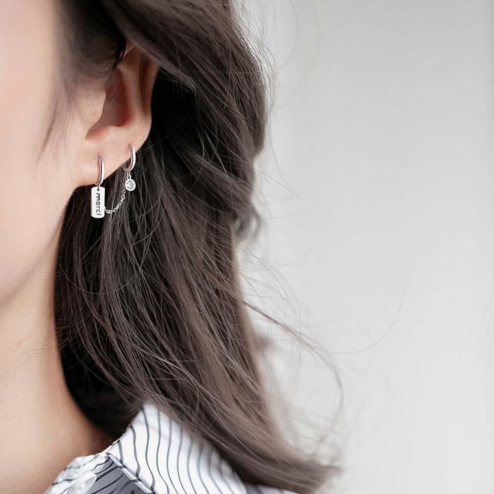 Needway Anting Menjuntai Ganda Retro Gadis Wanita Huruf Bulat Merek Korea Fashion Perhiasan