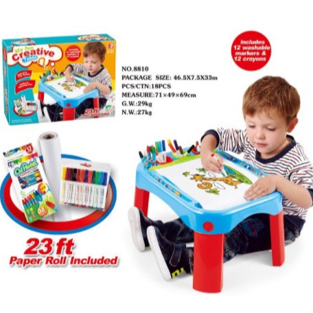 

[COD] MEJA BELAJAR ANAK MY FUN CREATIVE TABLE BLUE SPIDOL CRAYON KERTAS GAMBAR EDUKASI BAYI KADO NEW