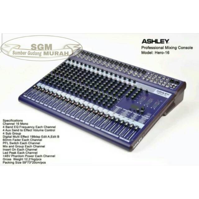 MIXER ASHLEY HERO 16 HERO16 16 CHANNEL ORIGINAL