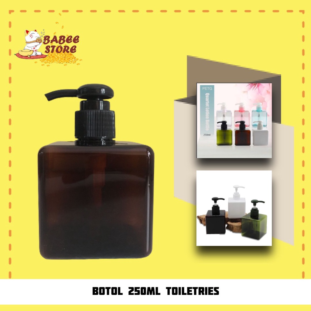 BABEE - BOTOL SABUN CAIR AESTHETIC 250ML / BOTOL PUMP KOTAK PLASTIK / WADAH HAMPERS SABUN MANDI SHAMPOO SANITIZER