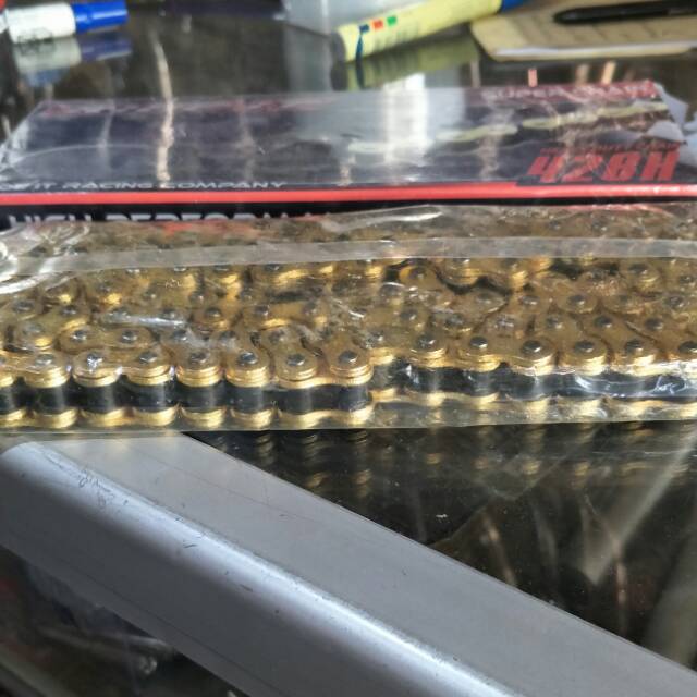 Rantai tebal 428H panjang 128L warna gold