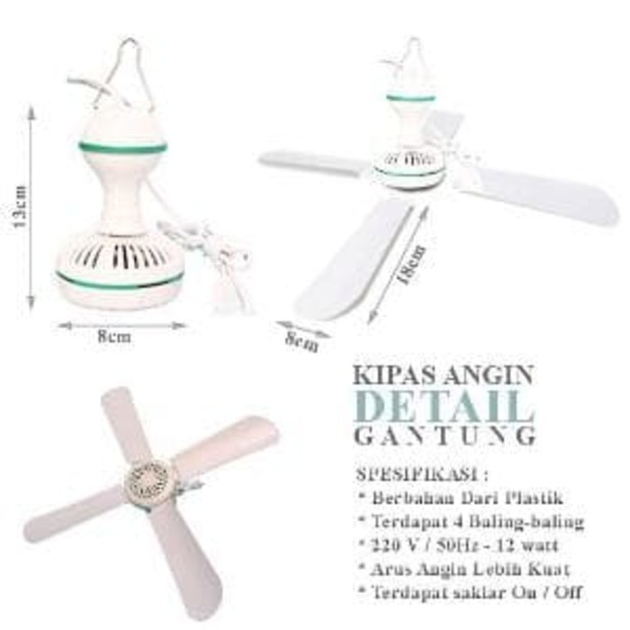 CFD12 Mini Ceiling Fan 12 watt BESTLIFE Kipas Angin Gantung 4 Baling