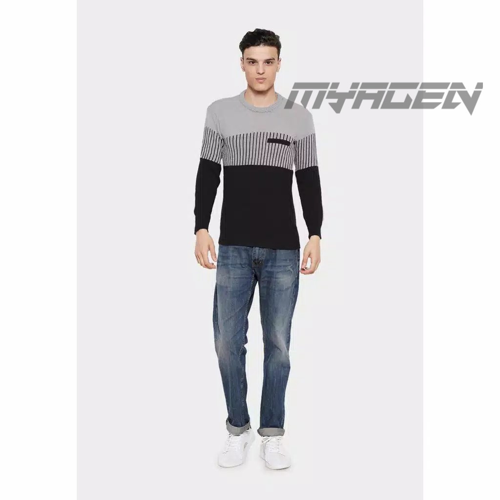 MyAgen - SWEATER RAJUT ZIKO BLACK GREY HIGH QUALITY