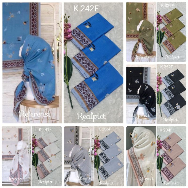 kerudung segi empat  motif voal motif lasercut denay motif voal motif premium (harga grosir partai)