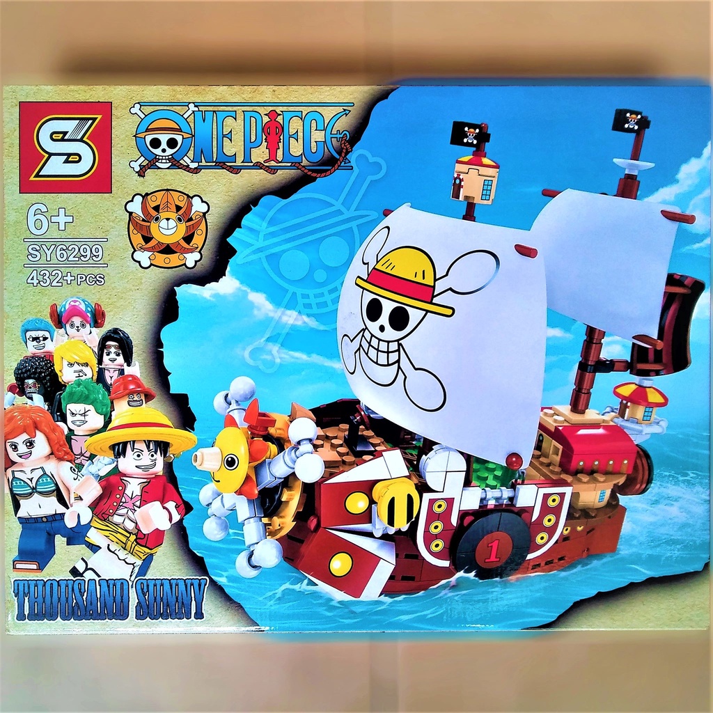 MAINAN LUFFY BLOCK BRICK ONE PIECE KAPAL BAJAK LAUT & 9 FIGURE KARAKTER PIRATE SUSUN BALOK MODEL SY 