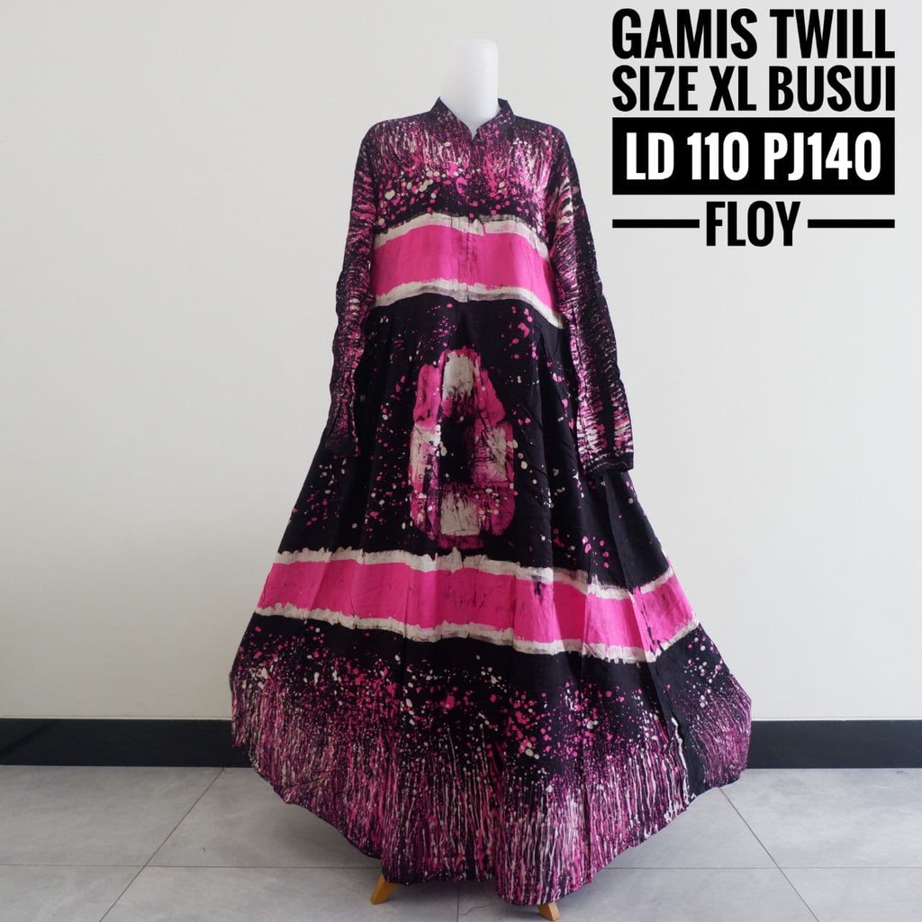 Dress Gamis Orang Tua Wanita Dewasa Kekinian Ibu Ibu Syari Lebaran Busui Resleting Depan Twill Ori P