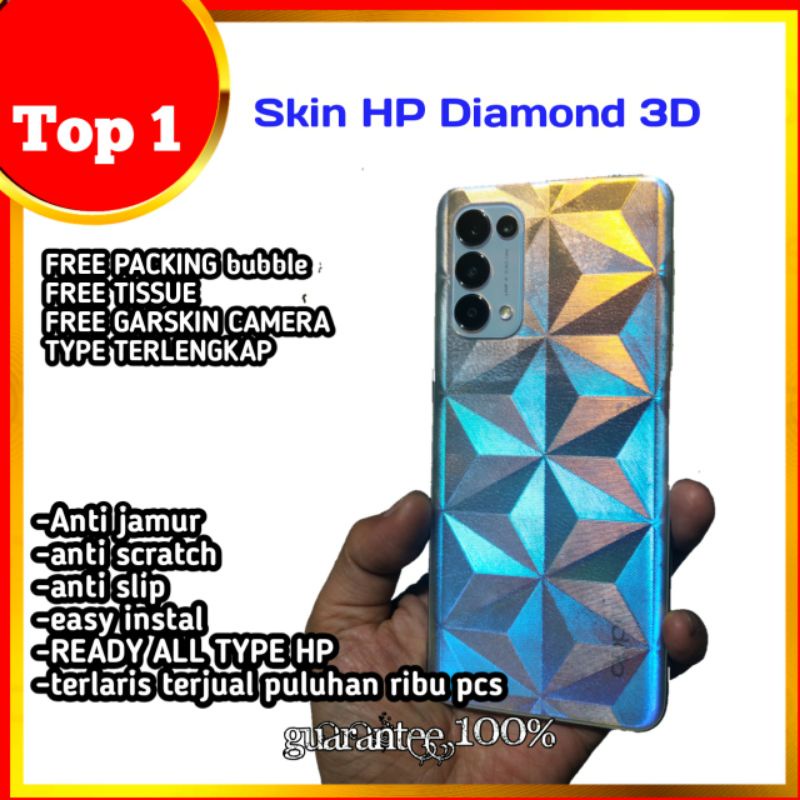 garskin hp + garskin camera DIAMOND 3D transparan all type all merek hp anti gores belakang hp