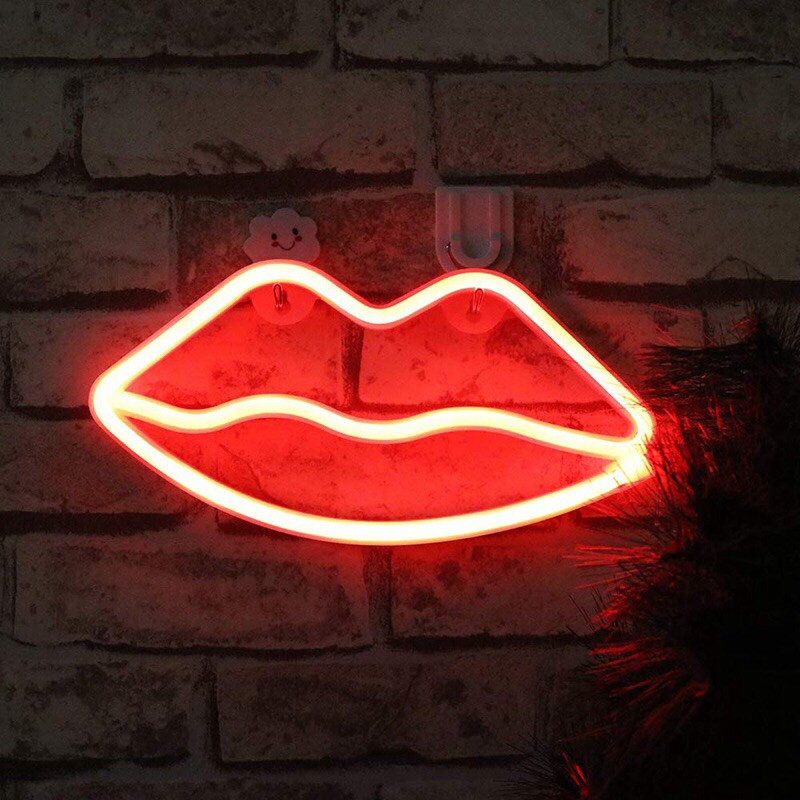 Lips Neon Gantung USB - Lampu Neon Gantung USB Bibir