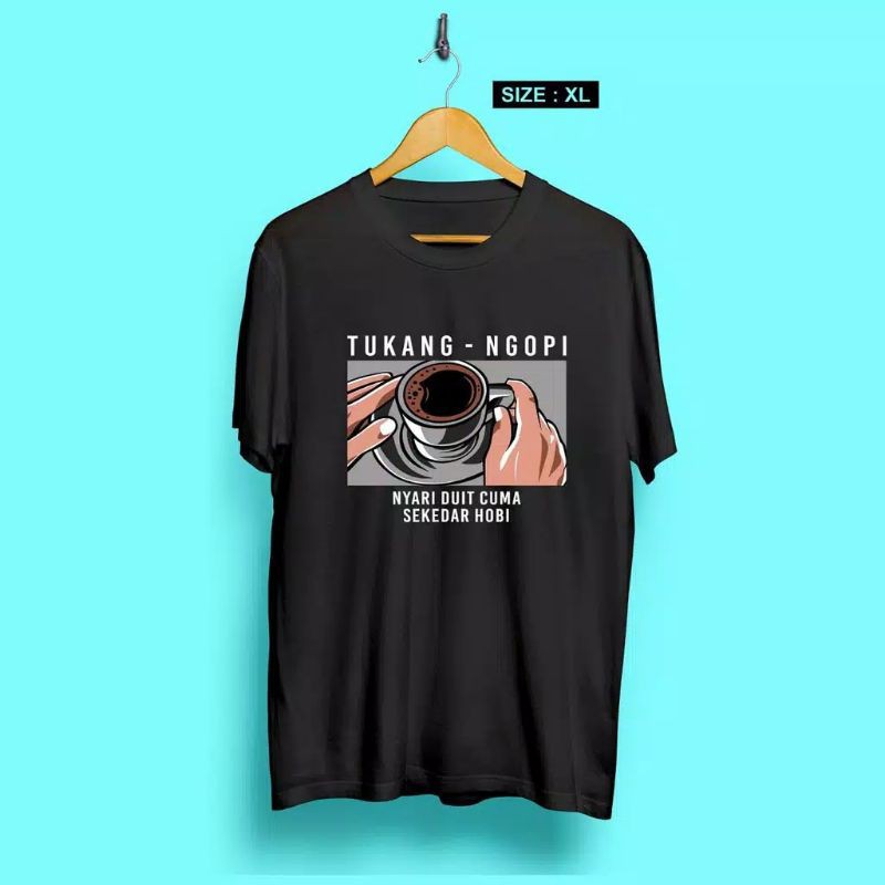 fourfashion Kaos Pria Kaos Distro TUKANG NGOPI Black XL CN733